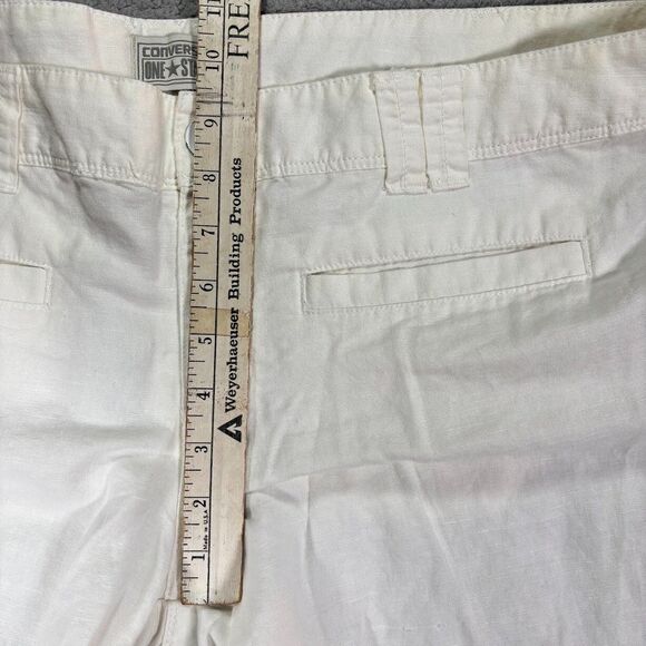 Converse One Star‎ Women's Linen Off White Cotton Linen Blend Pants Sz 16 Fit 3 - Picture 8 of 11